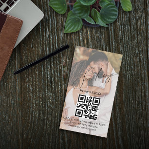 Carte De Correspondance écriture manuscrite design rsvp qr code photo mari