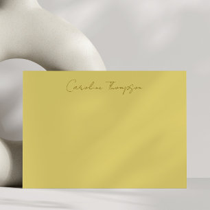 Carte De Correspondance Écriture manuscrite moderne jaune Nom personnalisé