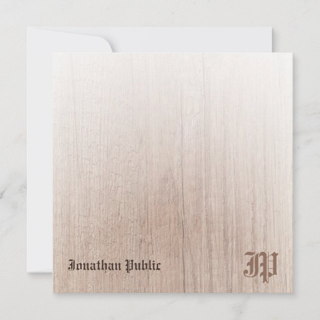 Carte De Correspondance Écriture manuscrite Monogramme Aspect bois personn (Devant)