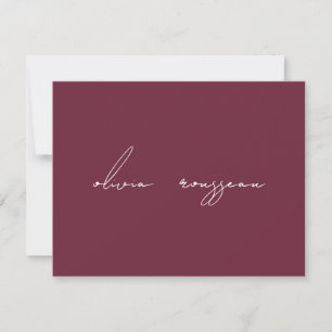 Carte De Correspondance Écriture minimaliste Bordeaux vin personnalisé