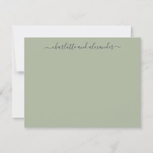 Carte De Correspondance Écriture Minimaliste Personnalisée Couple Vert Jad