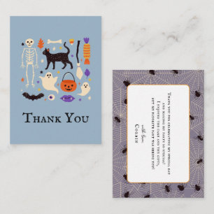 Carte De Correspondance Éffrayant Un Halloween Bleu 1er Anniversaire Merci