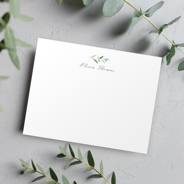 Carte De Correspondance Élégance Classique Verdure Papeterie personnalisée (Classic Elegance Greenery Personalized Stationery Note Card)