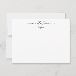 Carte De Correspondance Élégant "A Note From" en noir et blanc