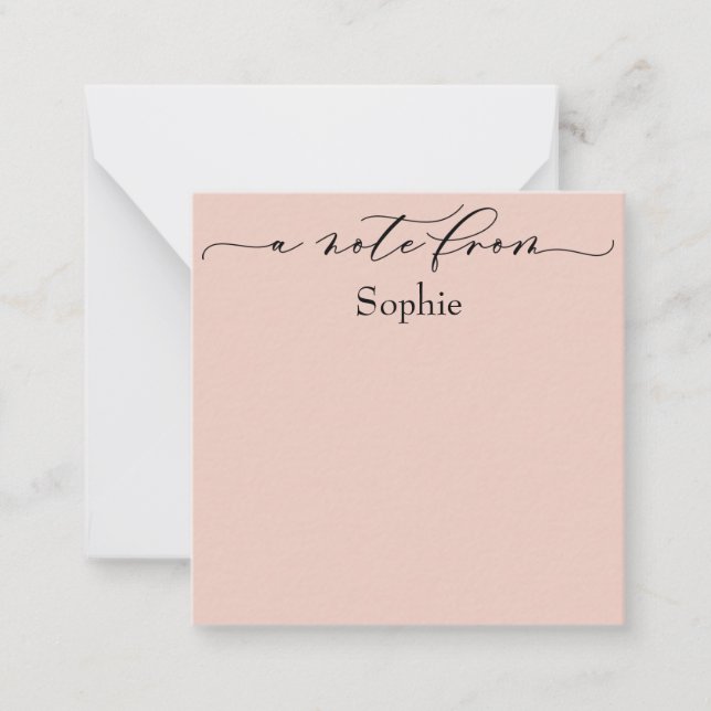 Carte De Correspondance Élégant "A Note From" en rose pâle (Devant)