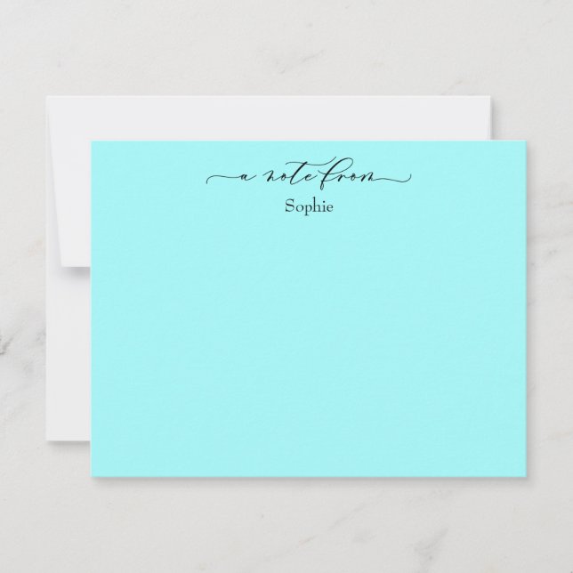 Carte De Correspondance Elégant "A Note From", Simple en Aqua (Devant)