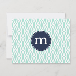 Carte De Correspondance Elégant Aqua Blue Modern Trellis Personnalisé