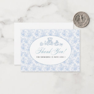 Carte De Correspondance Elégant Aquarelle Bleu Bow Toys Baby shower