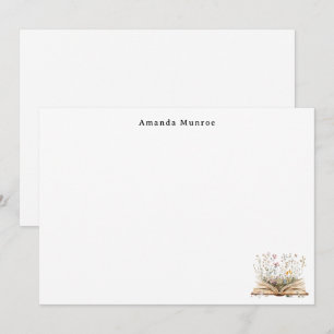 Carte De Correspondance Elégant aquarelle Floral Livres Personnalisés