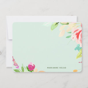 Carte De Correspondance Elégant aquarelle Floral Personnalisé Mint Bleu
