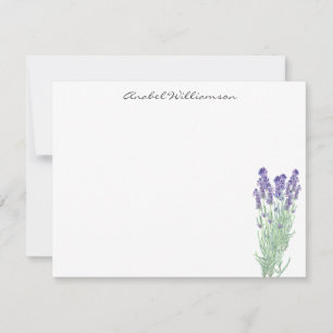 Carte De Correspondance Élégant Aquarelle Lavande Botanique Personnalisé