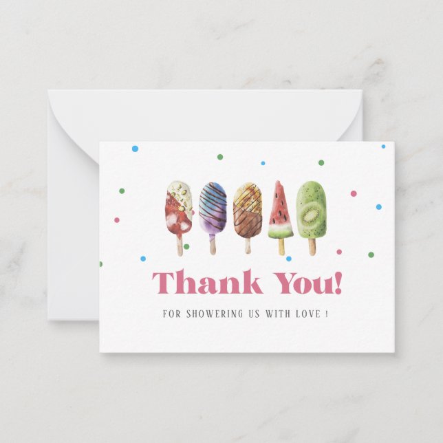 Carte De Correspondance Elégant aquarelle Popsicle Merci Baby shower