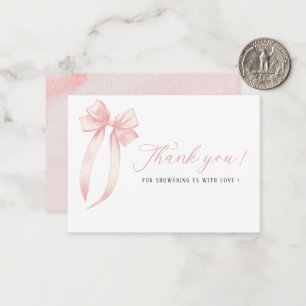 Carte De Correspondance Elégant Aquarelle rose Bow ruban Baby shower