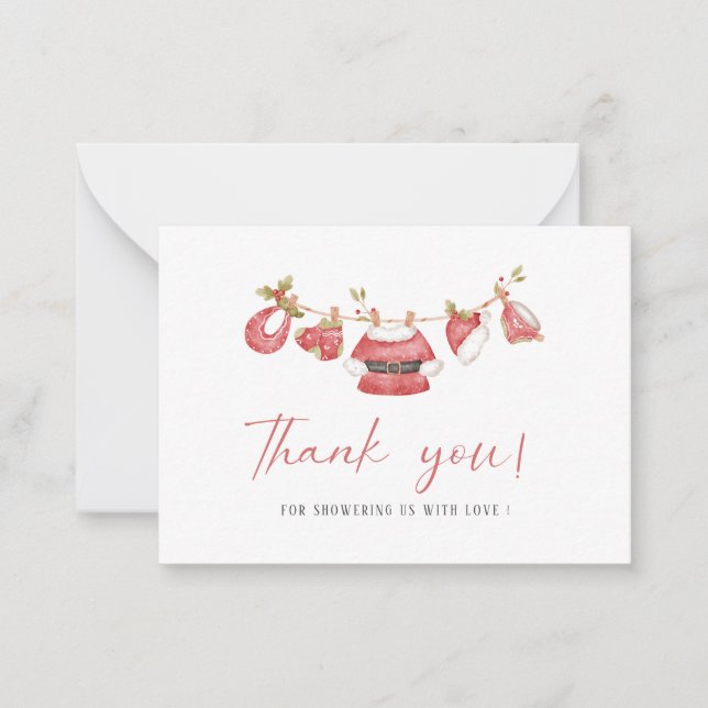 Carte De Correspondance Élégant aquarellePetit bébé santa  Baby shower (Devant)