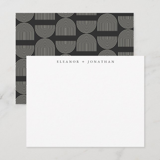 Carte De Correspondance Elégant Arc noir blanc Couple personnalisé (Devant / Derrière)