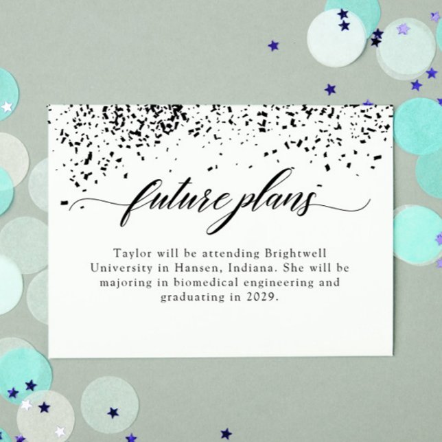 Carte De Correspondance Elegant Black Confetti Graduation Future Plans (Créateur téléchargé)