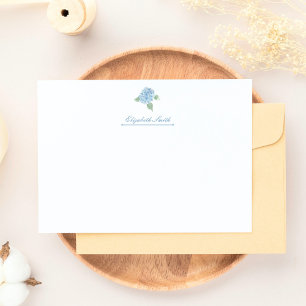 Carte De Correspondance Elégant bleu Hydrangea aquarelle personnalisée