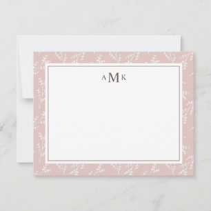 Carte De Correspondance Élégant Blush Botanical Monogrammé