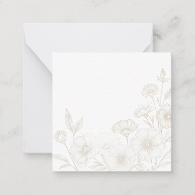 Carte De Correspondance Elegant Boho Floral Line Art Frame Background (Devant)