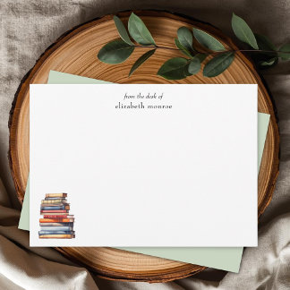 Carte De Correspondance Elegant Book Lover's From The Desk Of Personalized