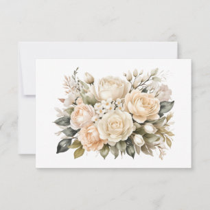 Carte De Correspondance Élégant Bouquet floral blanc cassé