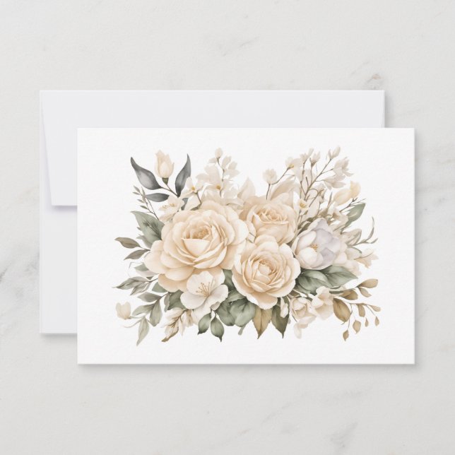 Carte De Correspondance Élégant Bouquet floral blanc cassé (Devant)