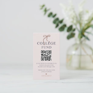 Carte De Correspondance Elegant Bow Graduation College Fund QR Code