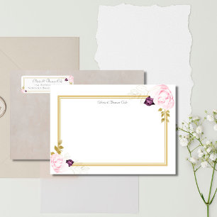 Carte De Correspondance Elégant cadre classique or rustique Mariage Couple