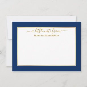 Carte De Correspondance Elégant cadre or - Choisir la taille - bleu marine