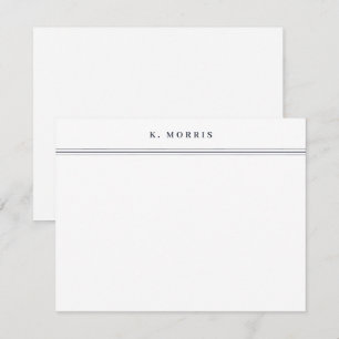 Carte De Correspondance Élégant Chic Bordure Noir Blanc Plat Personnalisé