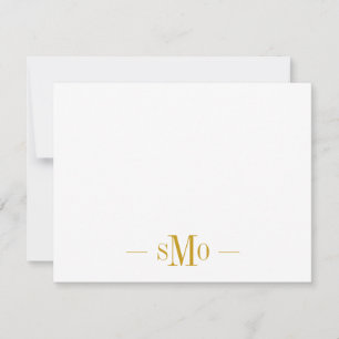 Carte De Correspondance Élégant Chic Gold Monogramme 3 Initiales