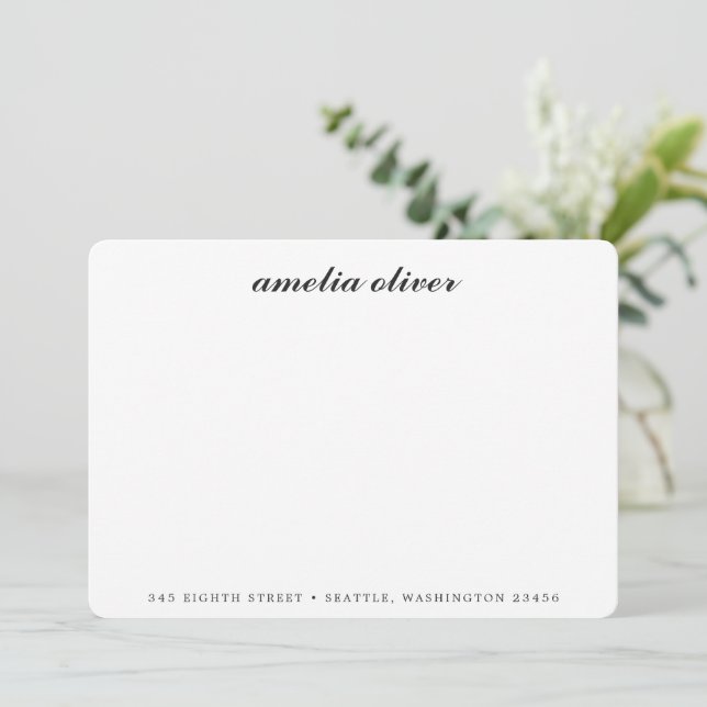 Carte De Correspondance Elegant Classic Black Script Nom Adresse personnal (Debout devant)