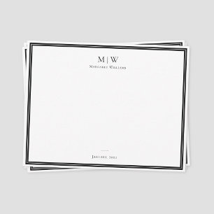 Carte De Correspondance Élégant Classique Monogramme Professionnel Noir