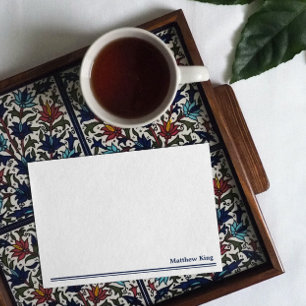 Carte De Correspondance Elegant Clean Blue Lines Ajouter un nom