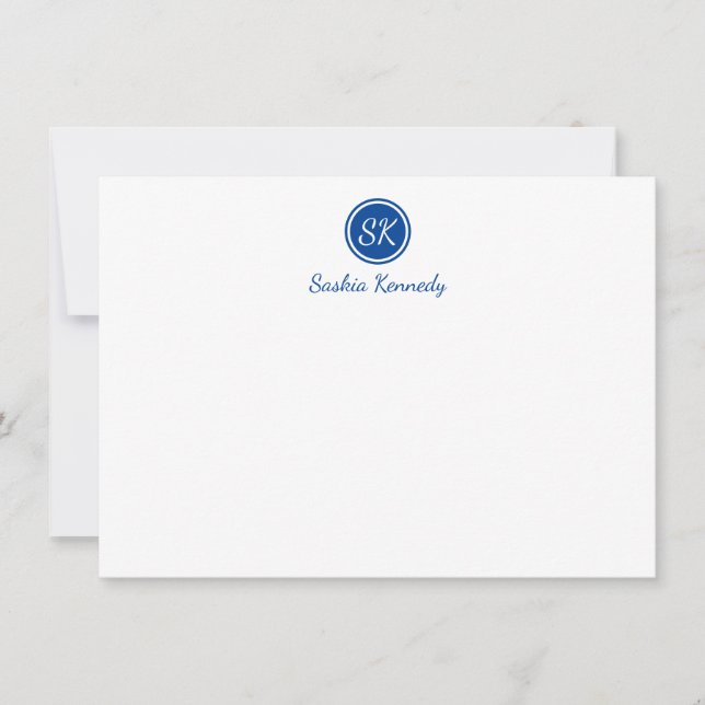 Carte De Correspondance Élégant Cobalt Blue Script Monogramme professionne (Devant)