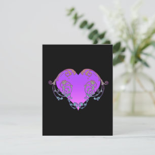 Carte De Correspondance Élégant cœur violet romantique avec fioriture