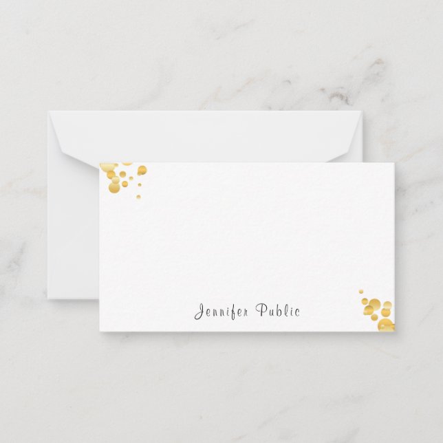Carte De Correspondance Élégant Confetti Or manuscrit Monogramme (Devant)