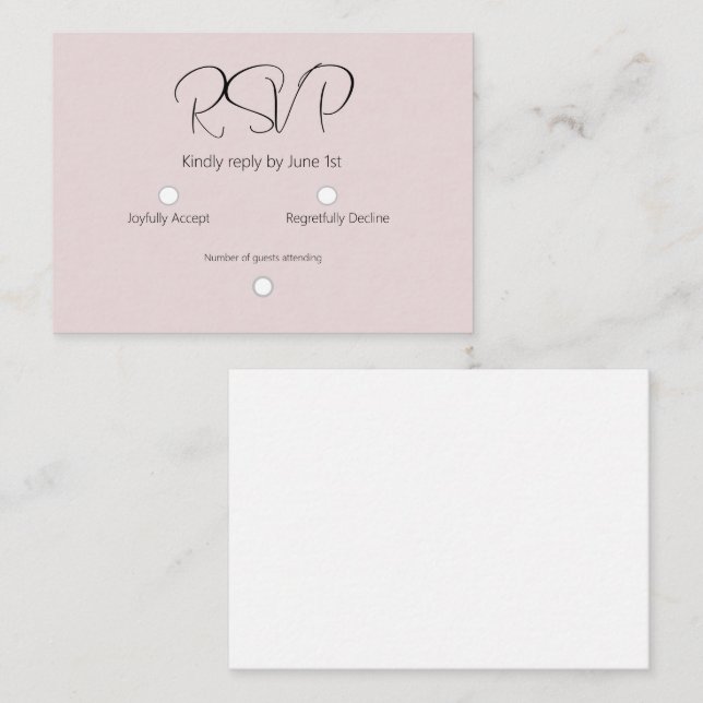 Carte De Correspondance Elégant Dusty Rose blanc (Devant / Derrière)