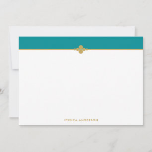 Carte De Correspondance Élégant élégant Turquoise Gold personnalisé