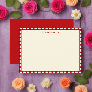 Carte De Correspondance Élégant En vichy Rouge Feminine Merci bébé