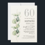 Carte De Correspondance Elégant Eucalyptus 60e anniversaire de fête Invita<br><div class="desc">Il pourrait s'agir d'une fête surprise ou d'une autre décennie spéciale. Cette invitation à la fête de 60e anniversaire avec un design vert d'eucalyptus avec une typographie populaire moderne peut être facilement édité pour convenir à toute fête d'anniversaire ou d'anniversaire. Vous pouvez modifier le libellé, les détails de l'anniversaire et...</div>