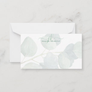 Carte De Correspondance Élégant Eucalyptus Script Monogrammes Initiales