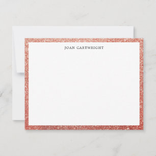 Carte De Correspondance Elegant Faux Rose Gold Parties scintillant Bordure