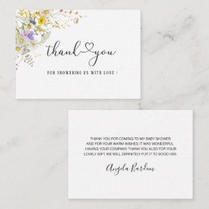 Carte De Correspondance Elégant Fleur sauvage floral merci