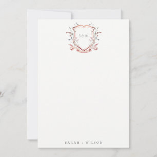 Carte De Correspondance Élégant Fleur sauvage rose Mariage d'aquarelle de