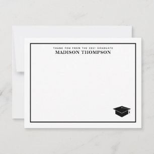 Carte De Correspondance Élégant Formal Black Script Graduation Cap