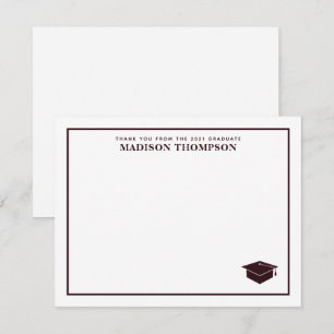 Carte De Correspondance Élégant Formal Bourgogne Script Graduation Cap