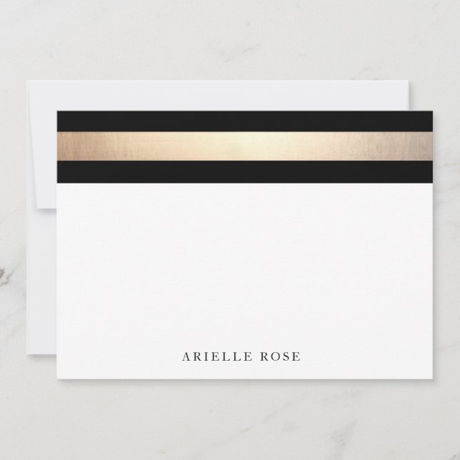 Carte De Correspondance Elégant Gold Black Stripe (Devant)