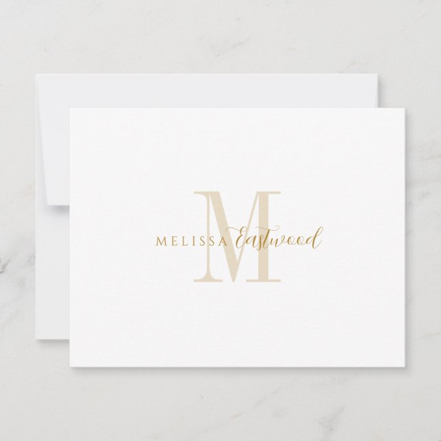 Carte De Correspondance Elegant Gold Monogram Script Serif (Devant)