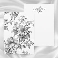 Élégant gravé B&W Floral avec Monogramme